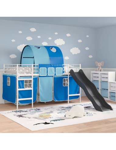 Struttura del letto loft per bambini Bianco e Blu 90 x 200 cm