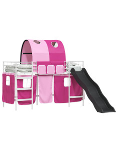 Struttura del letto loft per bambini Bianco e Rosa Metallo 2