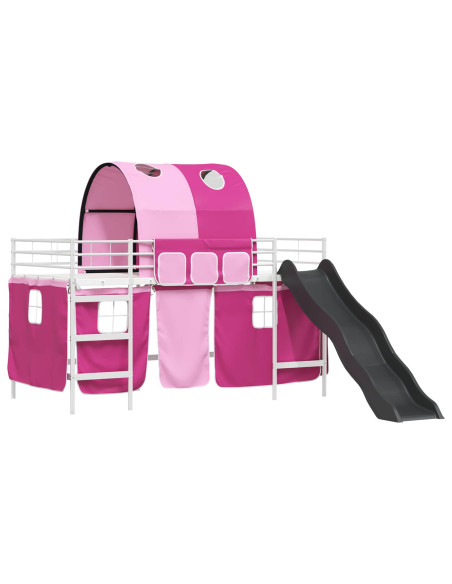 Struttura del letto loft per bambini Bianco e Rosa Metallo