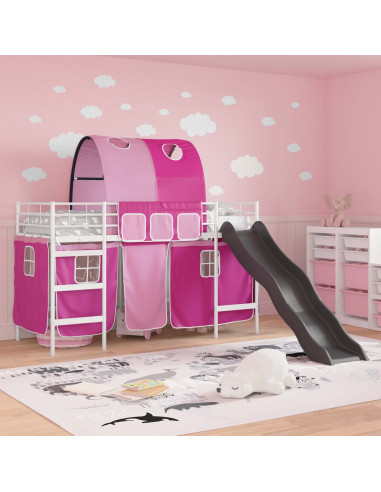 Struttura del letto loft per bambini Bianco e Rosa 90 x 190 cm