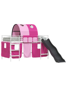 Struttura del letto loft per bambini Bianco e Rosa Metallo 2