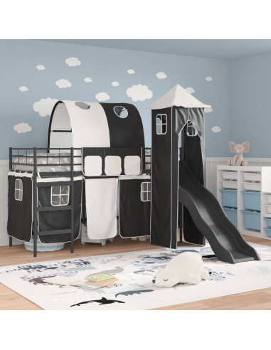 Struttura del letto loft per bambini Nero 74,5 x 190 cm Metallo