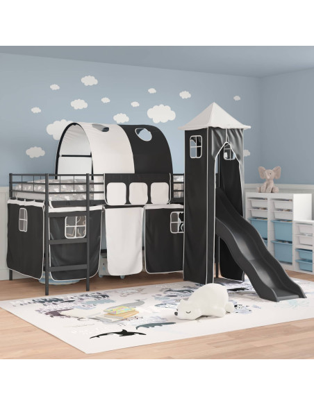 Struttura del letto loft per bambini Nero 99,5 x 200 cm Metallo