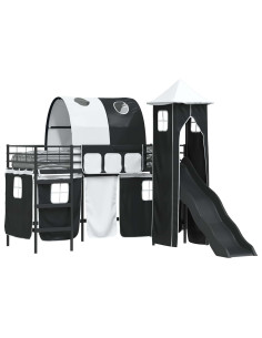 Struttura del letto loft per bambini Nero 99,5 x 190 cm Metallo 2