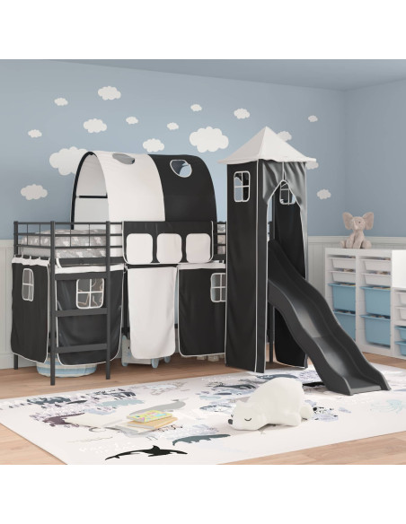 Struttura del letto loft per bambini Nero 99,5 x 190 cm Metallo