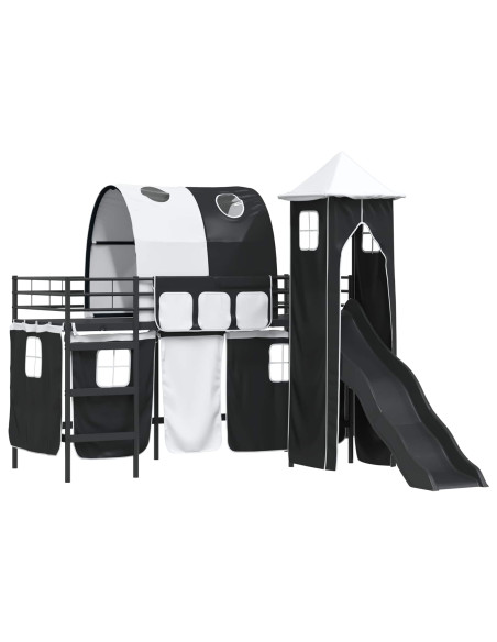 Struttura del letto loft per bambini Nero 99,5 x 190 cm Metallo