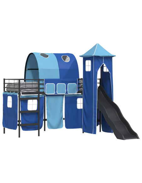 Struttura del letto loft per bambini Nero e Blu 74,5 x 190 cm
