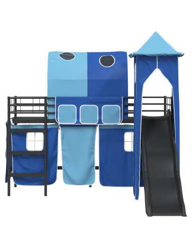 Struttura del letto loft per bambini Nero e Blu 74,5 x 190 cm