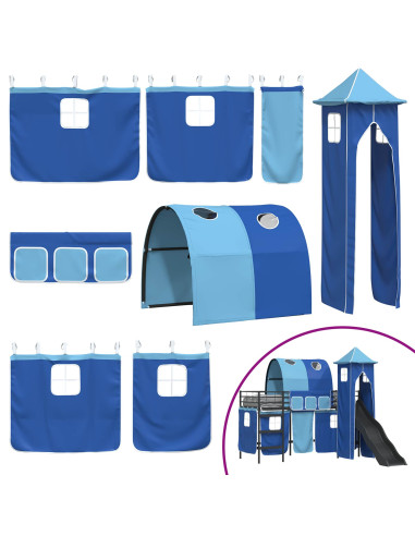 Struttura del letto loft per bambini Nero e Blu 74,5 x 190 cm