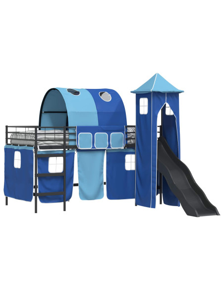 Struttura del letto loft per bambini Nero e Blu 90 x 200 cm