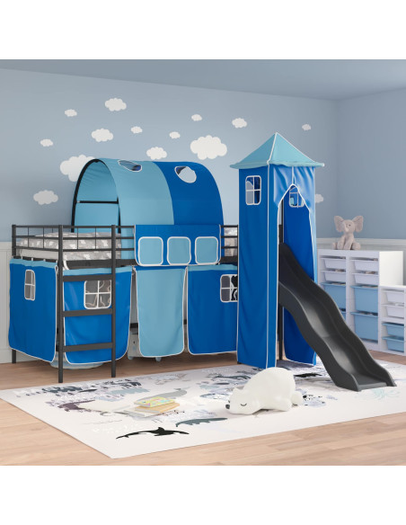 Struttura del letto loft per bambini Nero e Blu 90 x 200 cm