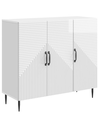 Credenza Bianco Lucido 89 x 34,5 x 80 cm Legno ingegnerizzato