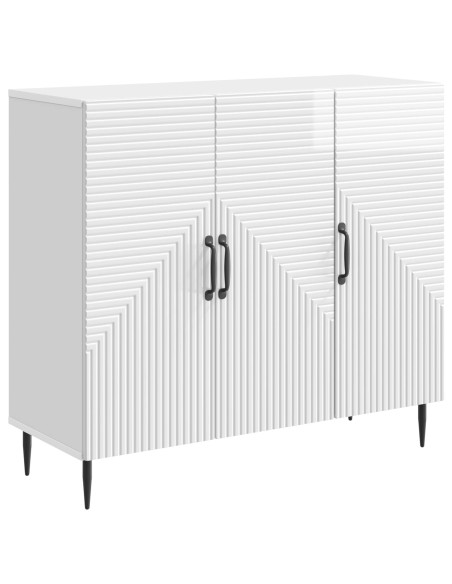 Credenza Bianco Lucido 89 x 34,5 x 80 cm Legno ingegnerizzato