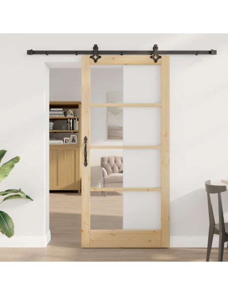 Porta scorrevole ORKDAL Naturale e Nero 93 x 202 cm