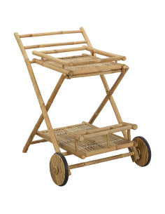 Carrello per tè con ruote Naturale 79 x 67.5 x 84 cm Bambù