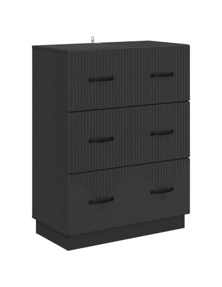 Mobile con Cassetti Nero 66 x 34,5 x 87 cm Legno ingegnerizzato