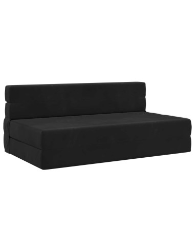 Divano Letto Pieghevole Nero 203 x 152 x 15 cm Velluto