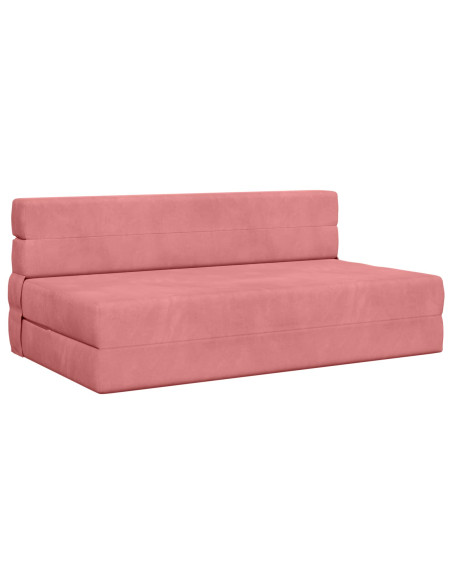 Divano Letto Pieghevole Rosa 203 x 152 x 15 cm Velluto