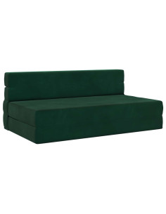 Divano Letto Pieghevole Verde Scuro 203 x 152 x 15 cm Velluto