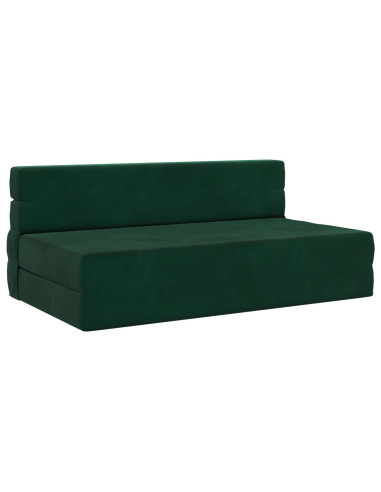 Divano Letto Pieghevole Verde Scuro 203 x 152 x 15 cm Velluto