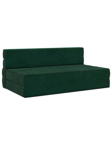 Divano Letto Pieghevole Verde Scuro 203 x 152 x 15 cm Velluto