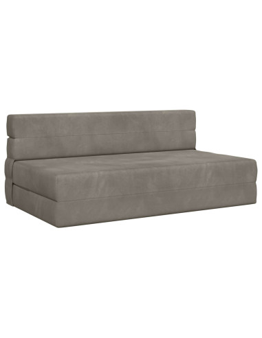Divano Letto Pieghevole Grigio chiaro 203 x 152 x 15 cm Velluto