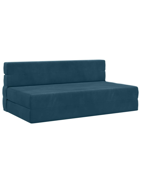 Divano Letto Pieghevole Blu 203 x 152 x 15 cm Velluto