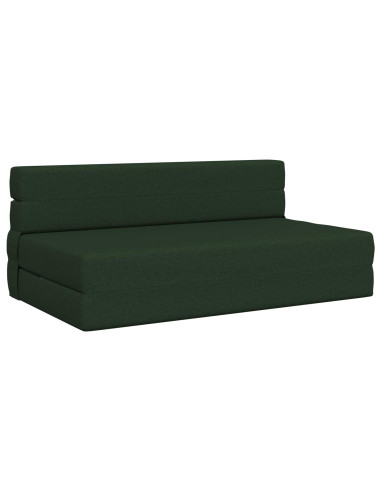 Divano Letto Pieghevole Verde Scuro 203 x 152 x 15 cm Tessuto