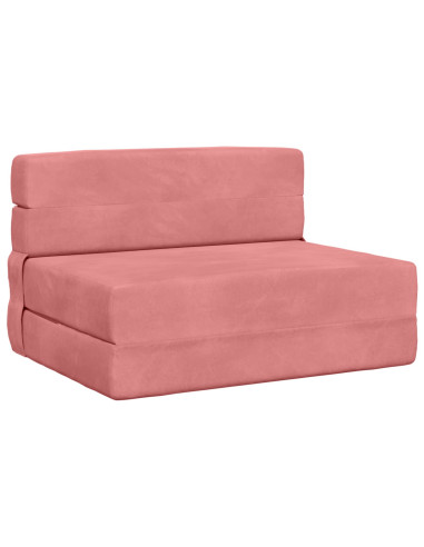 Divano Letto Pieghevole Rosa 190 x 100 x 15 cm Velluto