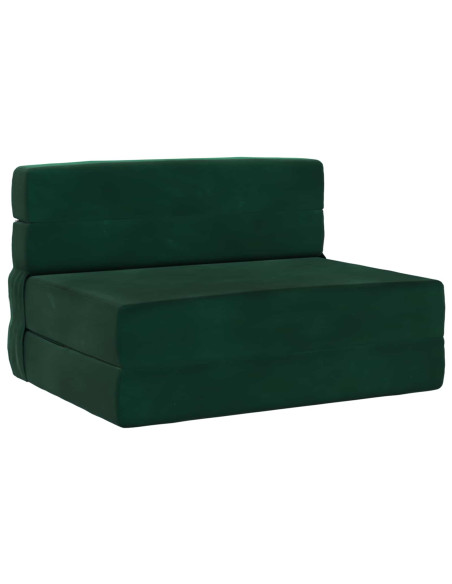 Divano Letto Pieghevole Verde Scuro 190 x 100 x 15 cm Velluto