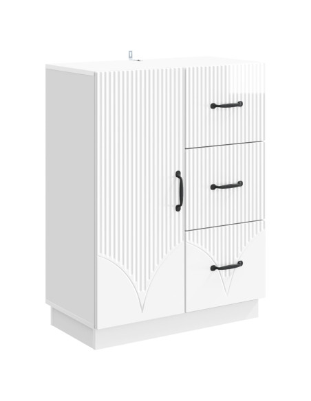 Credenza Bianco Lucido 66 x 34,5 x 87 cm Legno ingegnerizzato