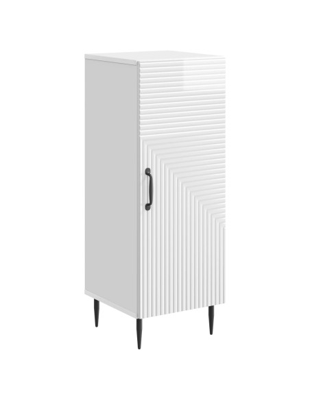 Credenza Bianco Lucido 33 x 34,5 x 89,5 cm Legno ingegnerizzato