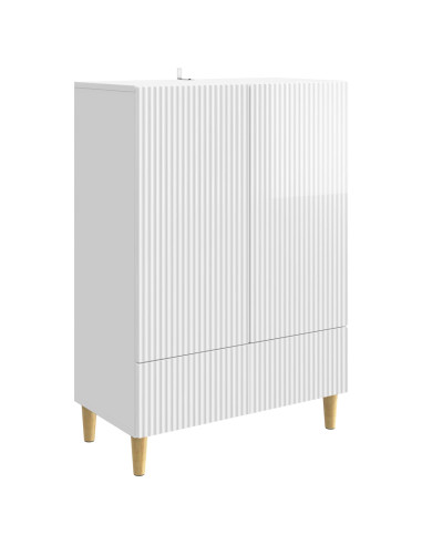 Credenza Bianco Lucido 66 x 34,5 x 95 cm Legno ingegnerizzato