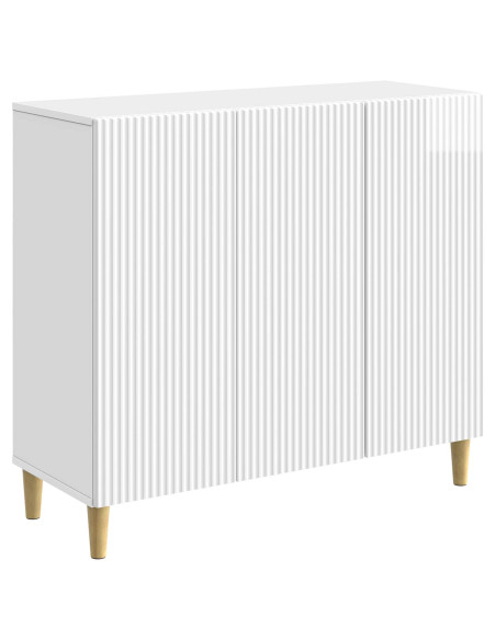 Credenza Bianco Lucido 89 x 34,5 x 80 cm Legno ingegnerizzato
