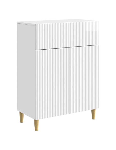 Credenza Bianco Lucido 66 x 34,5 x 90 cm Legno ingegnerizzato