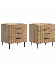 Armadio da Notte 2 pcs Rovere Artigianale 43 x 34,5 x 47,5 cm