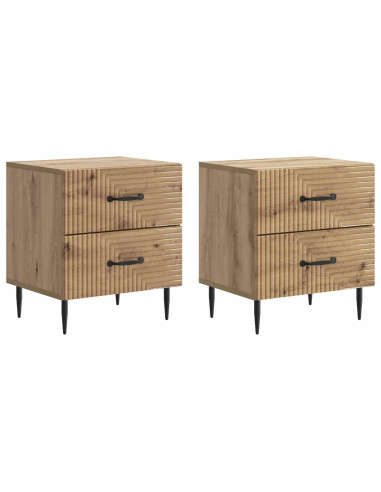 Armadio da Notte 2 pcs Rovere Artigianale 43 x 34,5 x 47,5 cm
