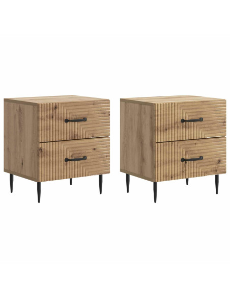 Armadio da Notte 2 pcs Rovere Artigianale 43 x 34,5 x 47,5 cm