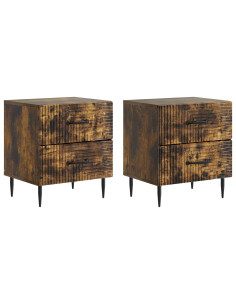 Armadio da Notte 2 pcs Rovere Fumo 43 x 34,5 x 47,5 cm