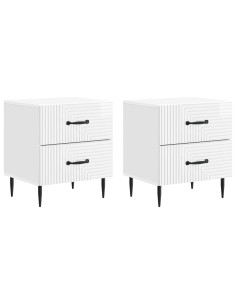 Armadio da Notte 2 pcs Bianco Lucido 43 x 34,5 x 47,5 cm