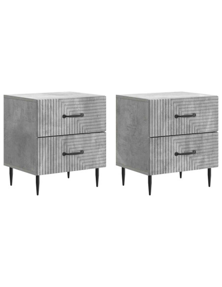 Armadio da Notte 2 pcs Grigio Cemento 43 x 34,5 x 47,5 cm