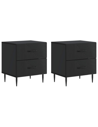 Armadio da Notte con cassetto 2 pcs Nero 43 x 34,5 x 47,5 cm