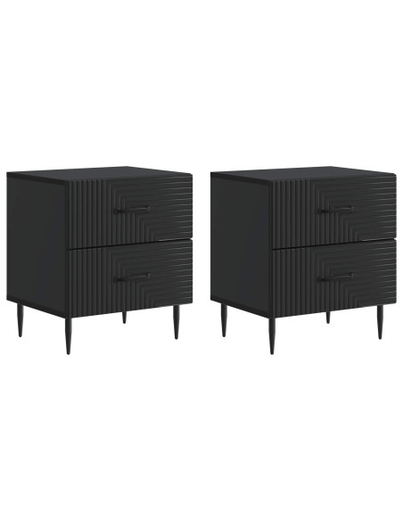 Armadio da Notte con cassetto 2 pcs Nero 43 x 34,5 x 47,5 cm