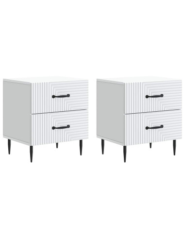 Armadio da Notte con cassetto 2 pcs Bianco 43 x 34,5 x 47,5 cm