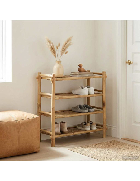Scarpiera con lo scaffale Naturale 4 ripiani Bambù