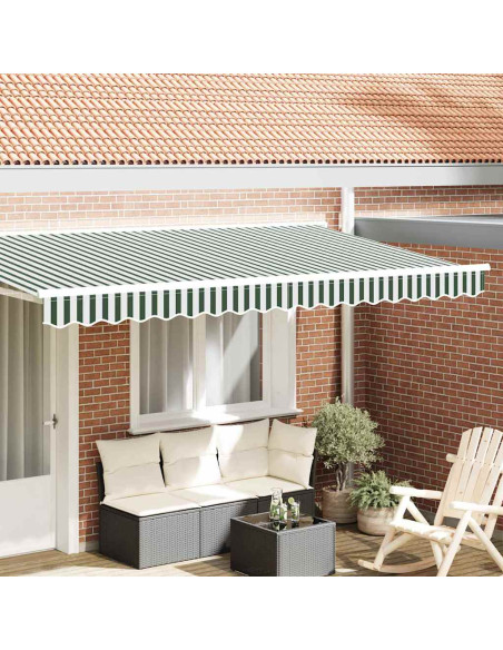 Tenda a Braccio Verde e Bianco 380 x 20 cm Tela