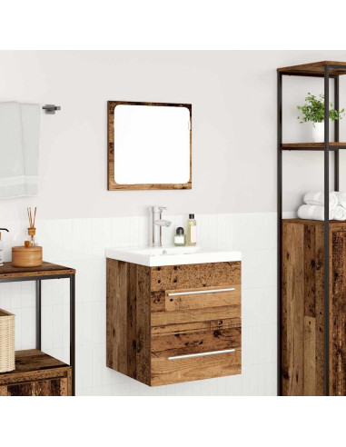 Set di mobili per il bagno con cassetto 2 pcs Legno vecchio