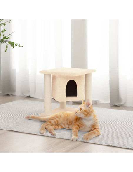 Albero per Gatti con Tiragraffi in Sisal Crema 37 cm