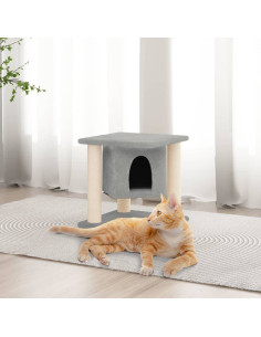 Albero per Gatti con Tiragraffi in Sisal Grigio Chiaro 37 cm