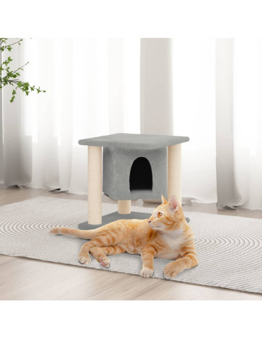 Albero per Gatti con Tiragraffi in Sisal Grigio Chiaro 37 cm